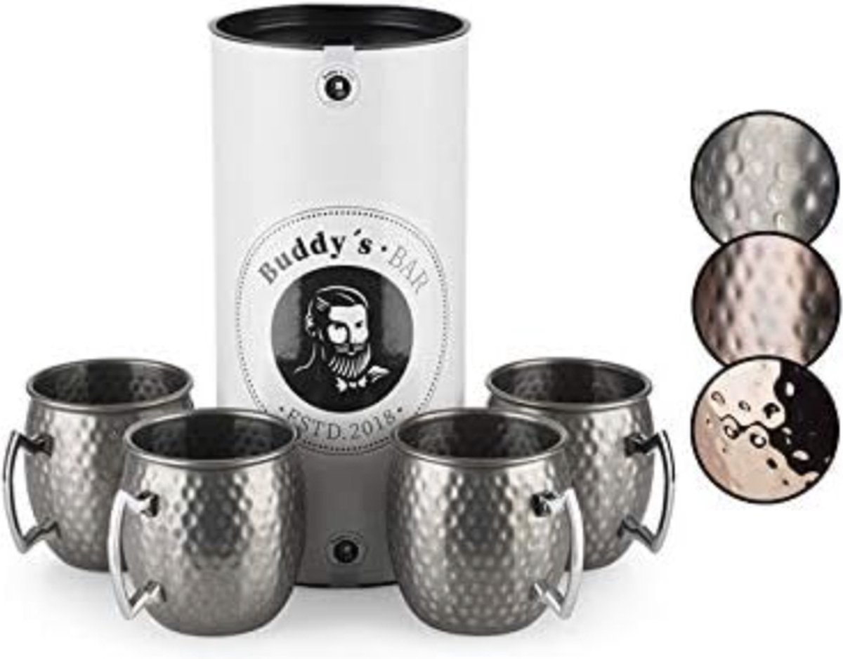 Buddy's Bar - Seau à Bouteilles Moscow Mule 5L En Acier Inoxydable - Récipient à Cocktails Géant Style Cuivre Martelé Vintage
