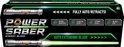 Emballage du Power Saber avec le texte 'FULLY AUTO RETRACTS!' et des images de l'arme.