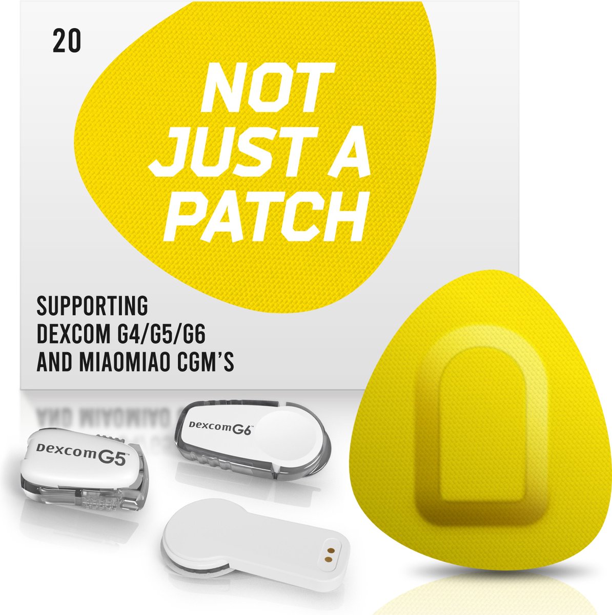 Goedkoopste Not Just A Patch - Yellow Patch - Sensor patch pleister for Dexcom or MiaoMiao Libre – 20 pack – M (maat