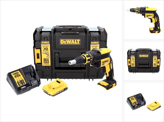 DeWalt DCF 620 D1 accu-schroefmachine voor gipsplaten 18 V 30 Nm borstelloos + 1x accu 2,0 Ah + oplader + TSTAK
