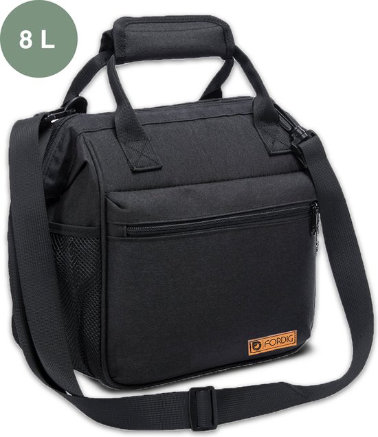ForDig Lunchtas - Koeltas - Volwassenen - 4 laags geïsoleerd - 8 Liter - Zwart
