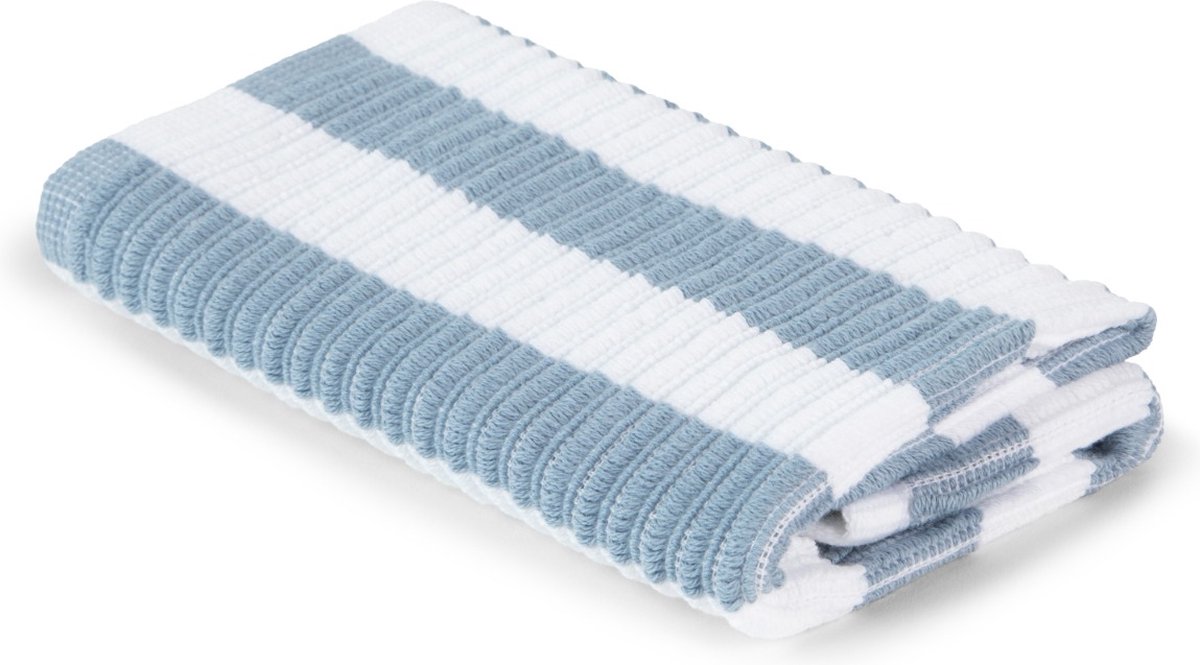 Linolux Vaatdoek Gestreept - Wit Grijs Blauw -100% katoen - 12 stuks