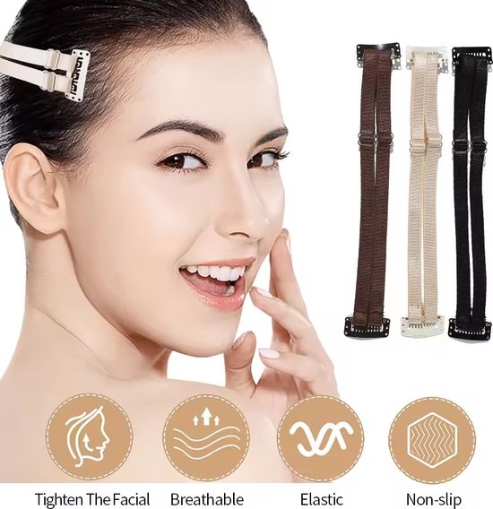 Foto: Onzichtbare dubbel elastisch face lifting band invisible wrinkle lifting elastic band adjustable instant face lifting for woman zwart beige bruin blond brunette