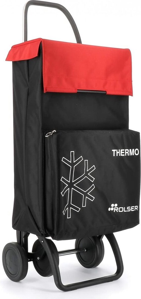 Rolser Thermo Fresh MF boodschappentrolley, 4 wielen, 46 L + 8 L, zwart/rood