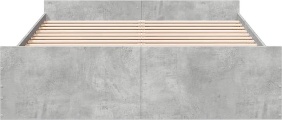 vidaXL - Bedframe - met - lades - bewerkt - hout - betongrijs - 160x200 - cm