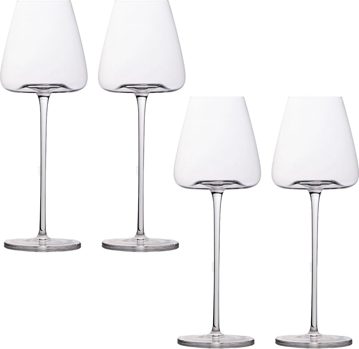Intirilife 4x Wijnglas met modern design - 500 ml inhoud - Rode wijn Witte wijnglas, kelk, vaatwasmachinebestendig, kristalglas, schokbestendig