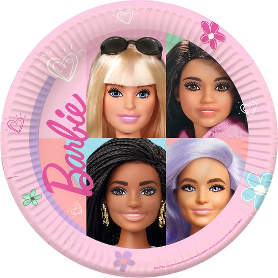 RIETHMULLER - 8 kartonnen borden Barbie Sweet Life 23 cm