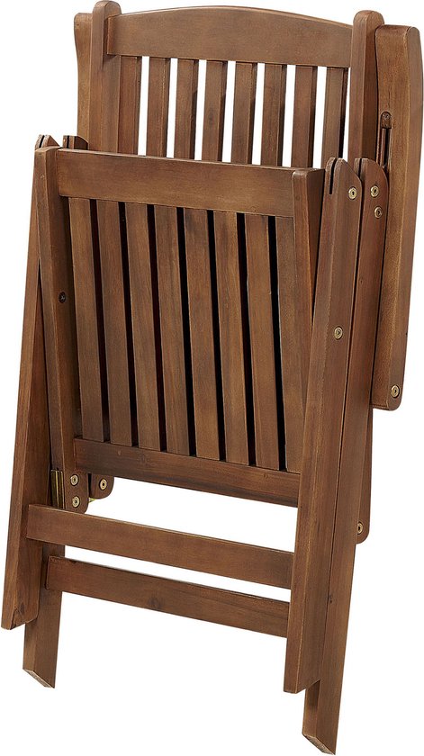 AMANTEA - Lot de 6 chaises de jardin - Marron foncé/ Grijs - Bois d'acacia