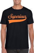 Bellatio Decorations Foute party t-shirt voor heren - Superieur - zwart - glitter - carnaval/themafeest XXL