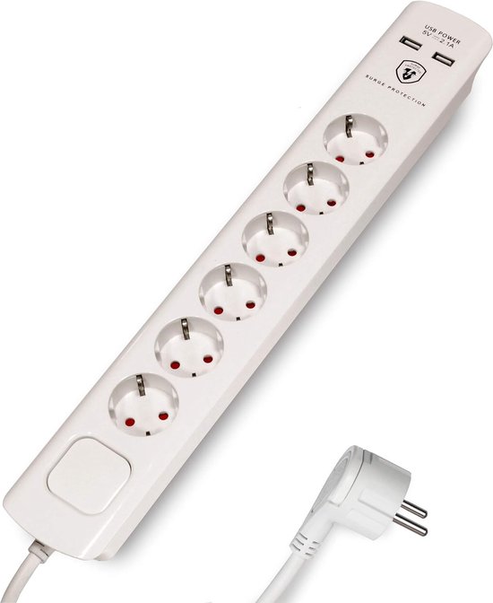 Stekkerdoos usb 3a 5-voudig wit - Elektra online kopen? | Korting tot 15