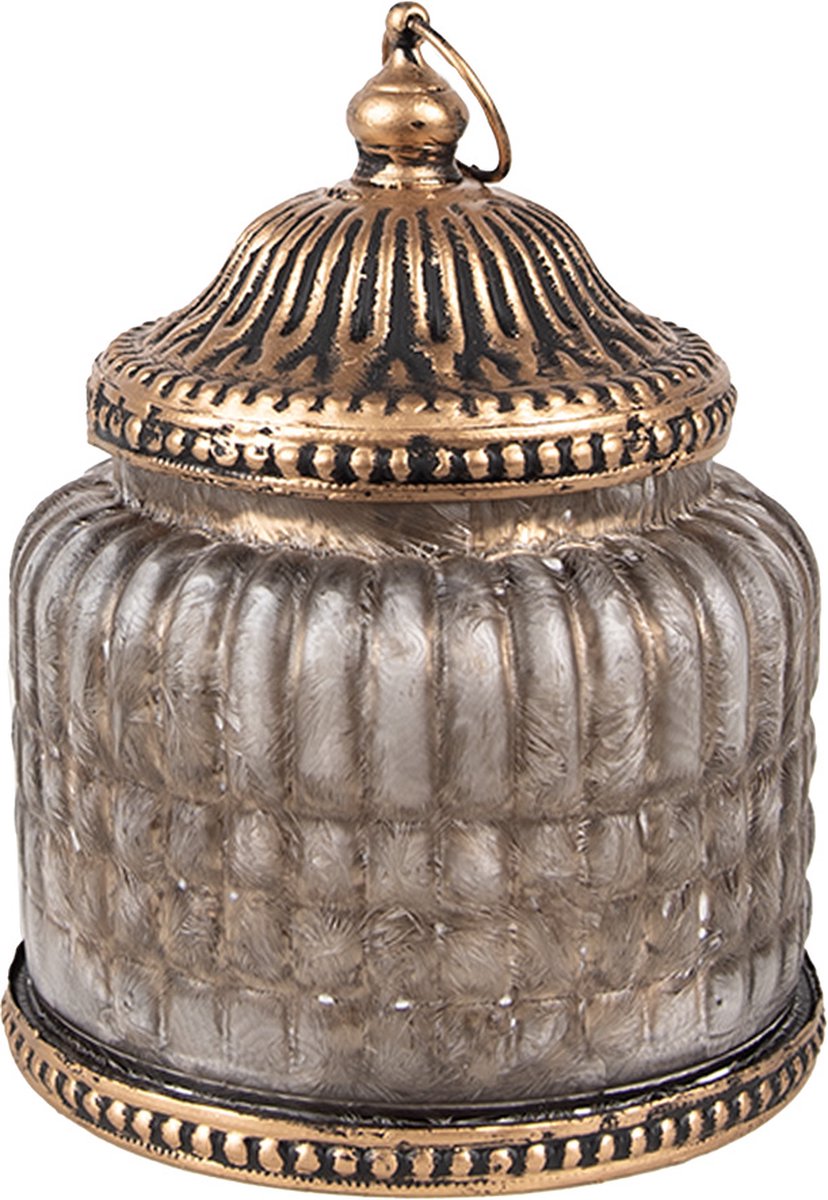 Clayre & Eef LED Lantaarn Ø 10x13 cm Grijs Glas