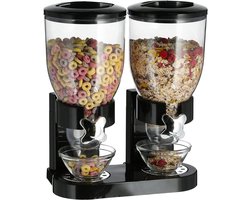 Dubbele muesli cornflakes granen dispenser ontbijtdispenser zwart rice dispencer