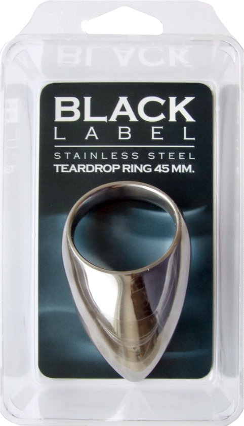 Black Label - Teardrop Cockring - Stimuleert de Prostaat - RVS - Diameter  55 mm