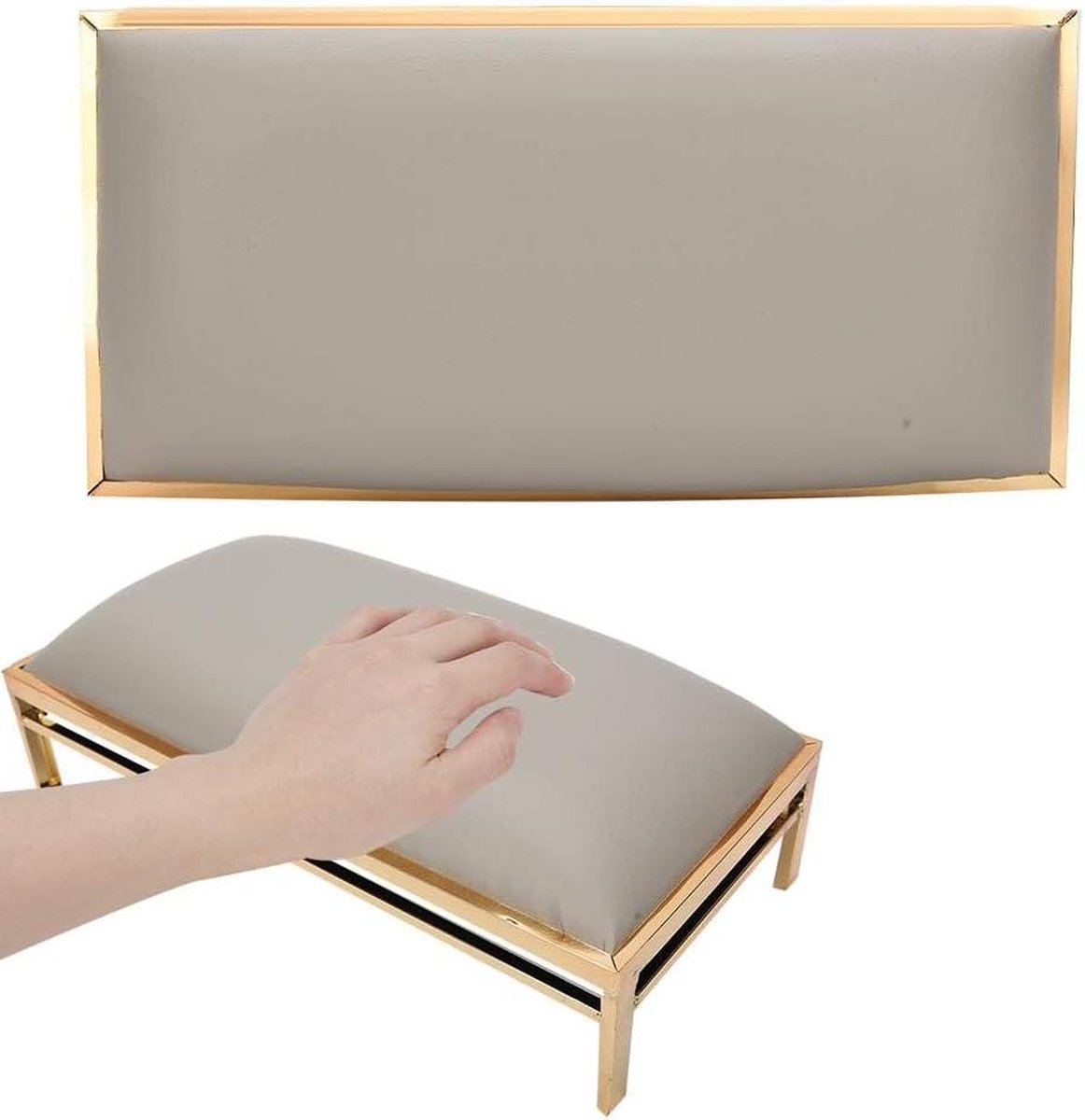 Hand Kussen voor Nagellak - PU Lederen Arm Rest Manicure - Grijs