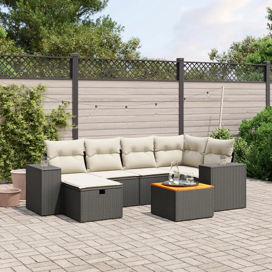 vidaXL-7-delige-Loungeset-met-kussens-poly-rattan-zwart