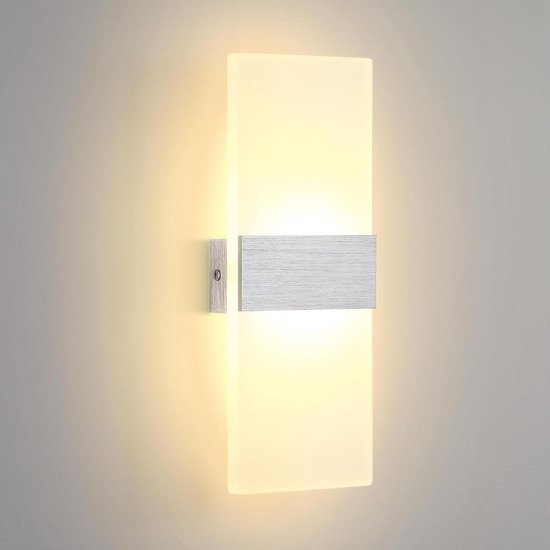 LED Wandlamp Up Down Indoor - Moderne Witte Wandverlichting 6W in Hars voor Woonkamer, Gang, Slaapkamer, Trap - Warm Licht, Rood Oranje