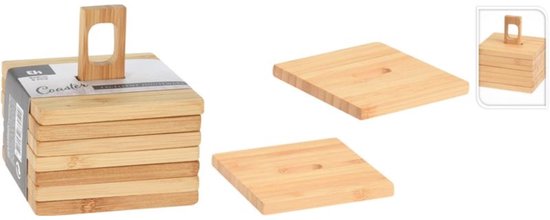 BambooMN Bamboe Onderzetters voor dubbel gebruik/Wijnglas Topper, 4 - Verticaal gesneden - Rond - 4-delige Set BambooMN Bamboe Onderzetters voor dubbel gebruik/Wijnglas Topper, 4 - Verticaal gesneden - Rond - 4-delige Set