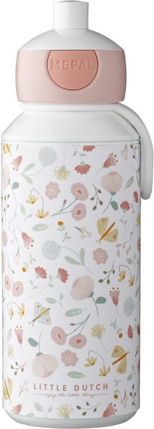 Mepal pop-up drinkfles Campus Little Dutch - 400 ml - Sluit goed af - Drinkbeker voor kinderen - Flowers & Butterflies