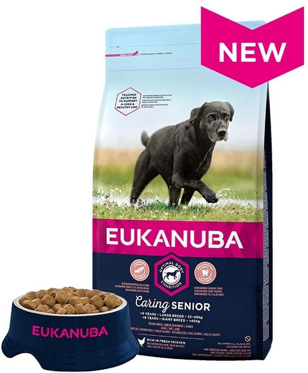 15kg Caring Senior Large Breed Kip Eukanuba Hondenvoer