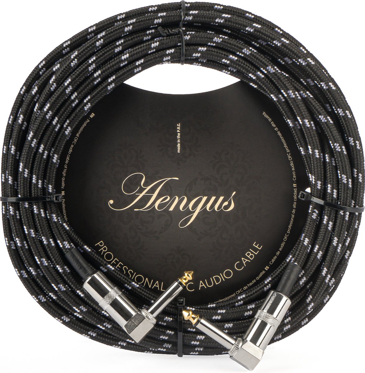 Áengus Black Tweed Gitaarkabel Instrumentkabel - 6.35mm mono jack plug haaks/haaks - 6 meter