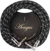 Áengus Black Tweed Guitar cable - câble pour instrument 6 mètres - fiche jack 6,35 mm mono coudé / coudé - noir