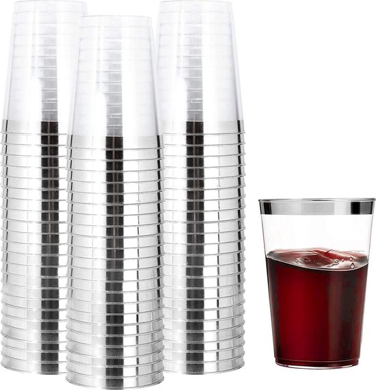 AOLUXLM 50-delige Bekerset – Herbruikbare Feestbekers (400 ml) voor Feesten, Verjaardagen en Bruiloften