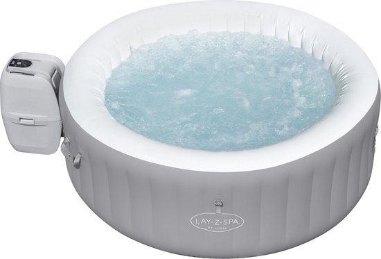 Bestway Lay-Z-spa St. Lucia Opblaasbaar - Bubbelbad voor 3 personen - Incl Pomp en Afdekzeil - Ø170x66cm - Grijs
