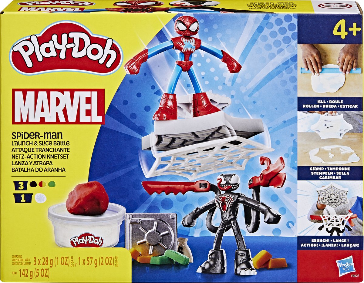 Play-Doh Marvel Spider-Man Werp en Snij Speelset - Boetseerklei - Inclusief 2 figuren - Spider-Man - Venom