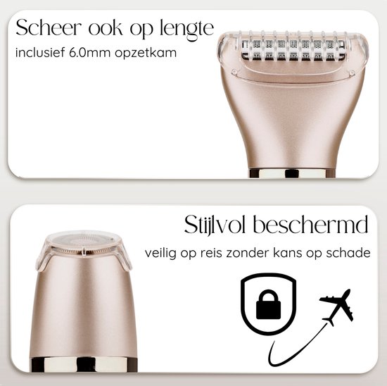 2-in-1 Ladyshave + Extra Scheerkop - Gezicht - Oksels - Benen - Bikinilijn - Scheerapparaat Vrouw - Ontharingsapparaat Electrisch Ontharen - Gezichtsontharing Dames - Trimmer Vrouw - Ladyshaves Bikini - USB Oplaadbaar