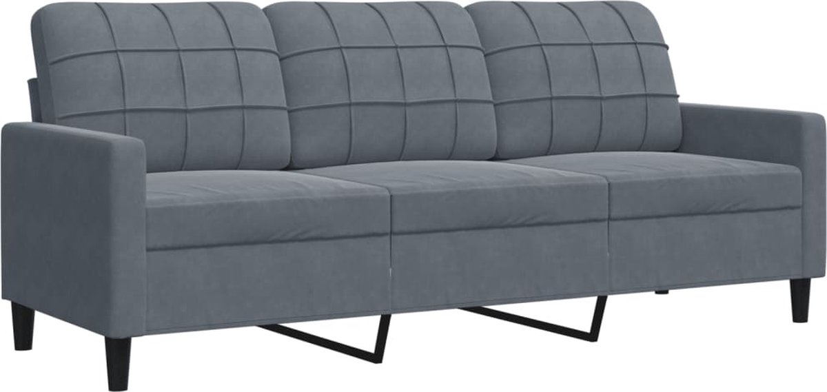 vidaXL Driezitsbank - 180 - cm - fluweel - donkergrijs