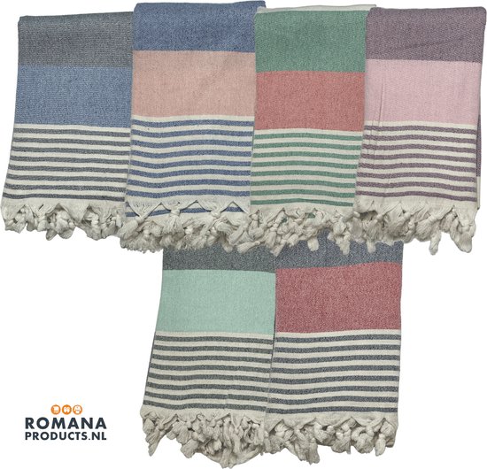 Romana Products Serviette de bain hammam américaine 100 cm x 180 cm - Vert/ Oranje - Serviette de hammam - Serviette de plage - Serviette de sauna