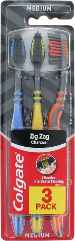 Colgate à dents Colgate Zig Zag Charcoal - 3 pièces