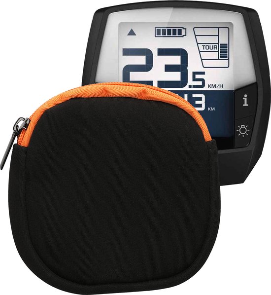 kwmobile hoesje voor e-bike display - Waterdichte display cover elektrische fiets - Van neopreen in mat zwart / oranje