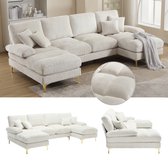 Moderne Grote Chenille Stof U-vormige Bank - Beige | bol