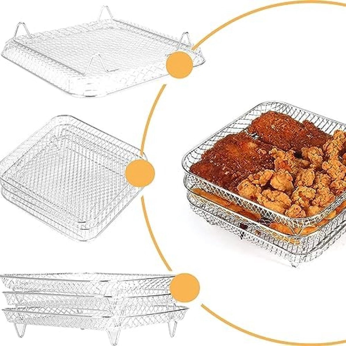 COSORI Heteluchtfriteuse accessoires, zesdelige accessoireset voor 3,5 liter friteuse Air Fyer, bakvorm, pizza pan, grillrooster, dampenrek, siliconenmat, muffinvorm, C137-6AC