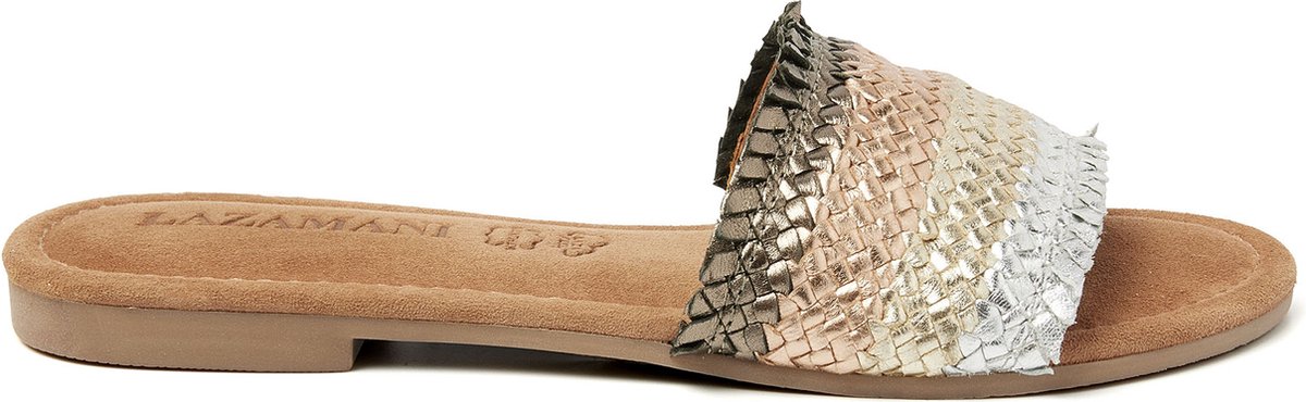 Lazamani - Chloe Leren Dames Slippers Gold - Maat 39