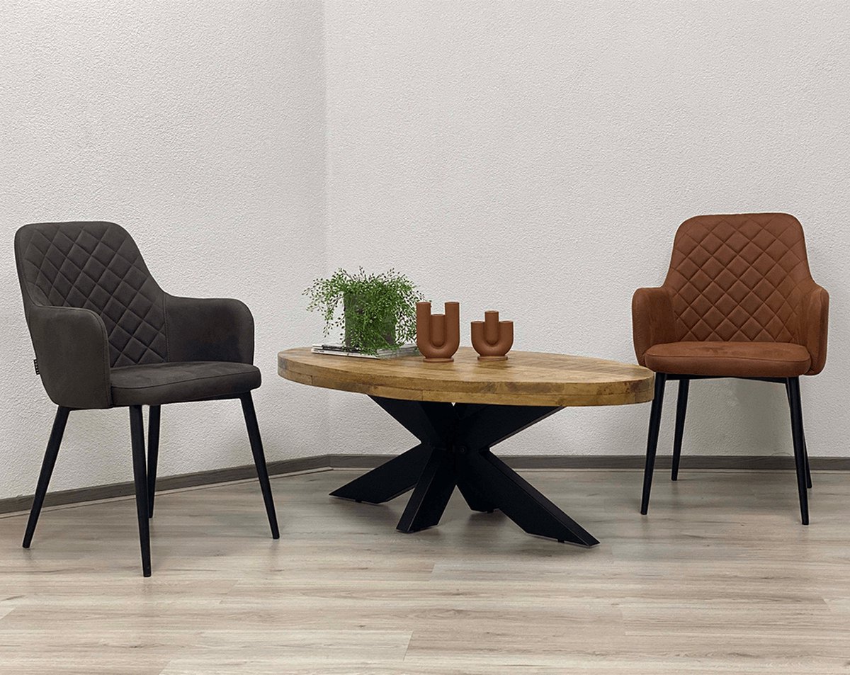 Salontafel ovaal mangohout 100 x 55 cm kruispoot
