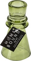 HomeBound by KY | Glazen kaarsenstandaard groen | 6x6x11cm | omkeerbare kaarsenstandaard