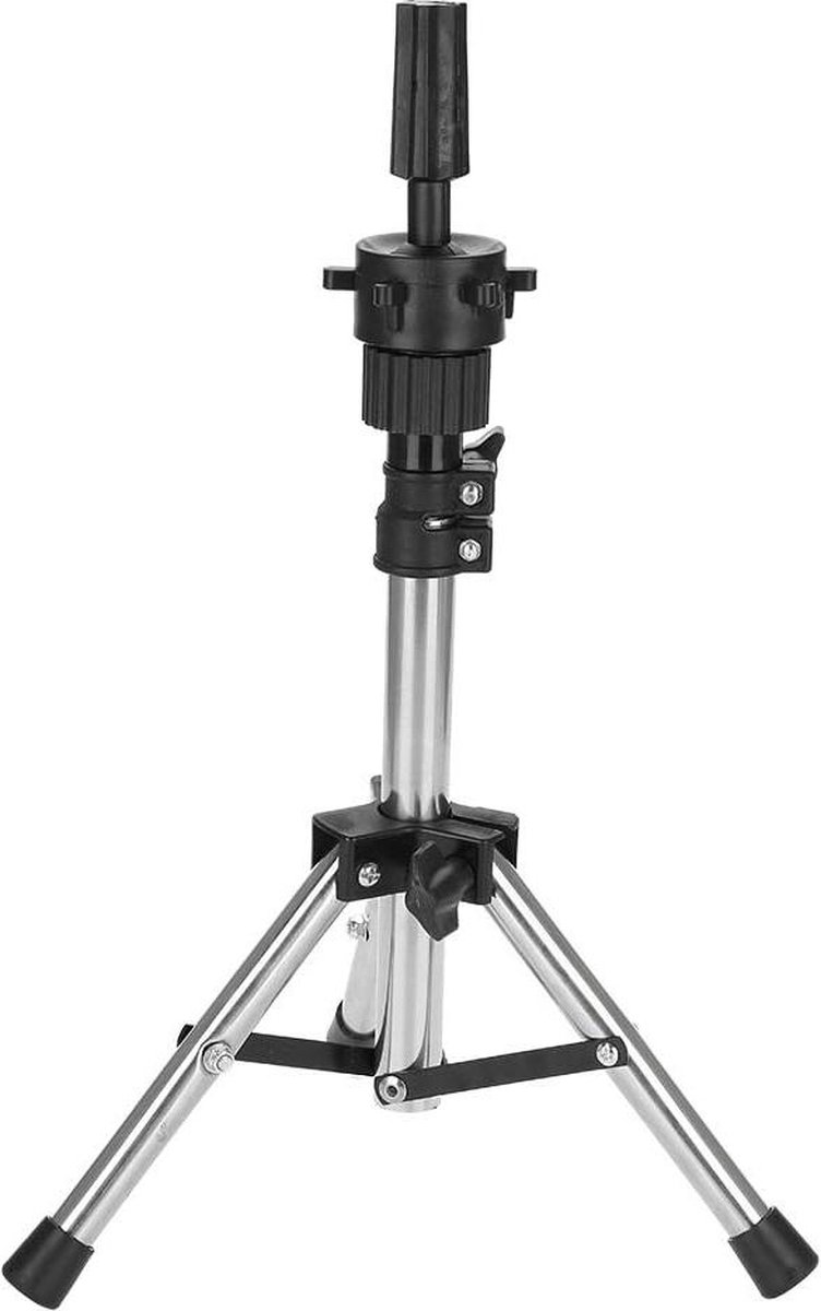Pruik Head Stand Verstelbare Plastic Display Haarhouder - Kappers Training - Zilver