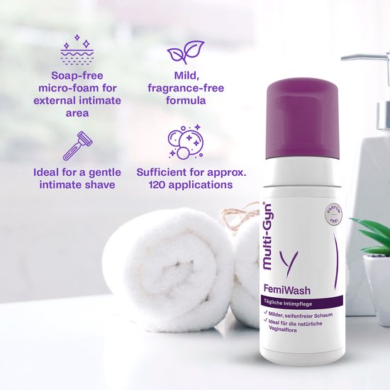 Multi-Gyn FemiWash Mousse 100 ml - Vaginale verzorging voor dagelijkse Intieme Hygiene, mild en zeepvrij voor een optimale Vaginale gezondheid, geschikt voor gevoelige huid