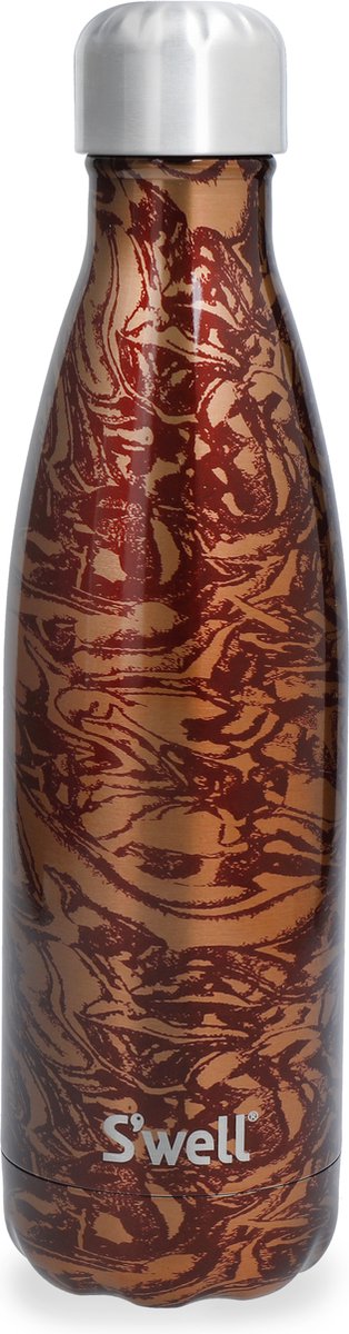 S'well Original Waterfles, Burgundy Swirl, 500ml. Vacuüm geïsoleerde drinkfles voor koude en warme dranken - BPA-vrije roestvrijstalen drinkfles voor onderweg