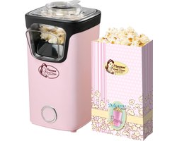 foto van Bestron Popcornmaker, Turbo-Popcorn in minder 2 minuten, Popcornmachine met heteluchttechnologie, inclusief 10x popcornzakken & geïntegreerde maatbeker, Sweet Dreams Collectie, Kleur: Roze