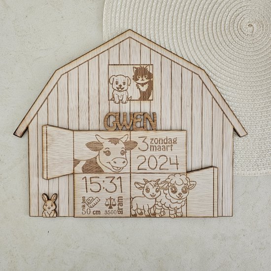 Houten gepersonaliseerde geboortebordjes - kraaamcadeau - babyshower - cadeautip - geboorte van Woodstag — afbeelding 5