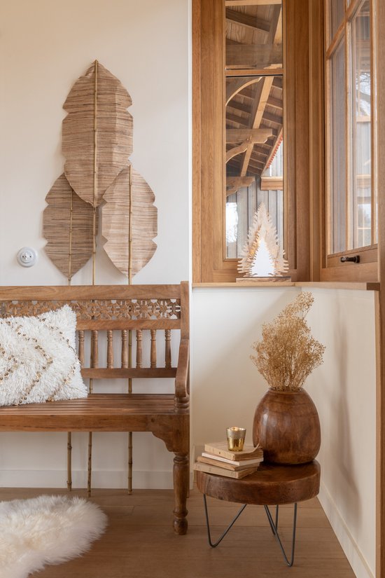 J-Line bijzettafel - hout/metaal - bruin - set van 2