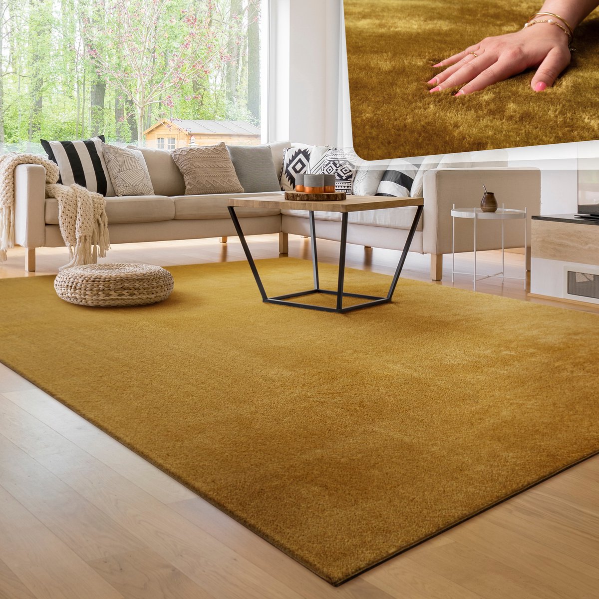 Paco Home Moderne woonkamer tapijt kortpolig wasbaar zacht uni effect bont antislip 300x400 cm