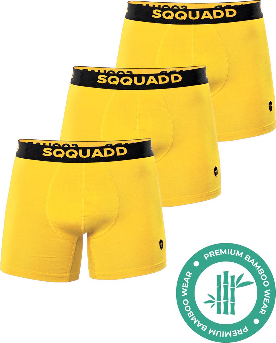SQQUADD® Bamboe Ondergoed Heren - 3-pack Boxershorts - Maat S - Comfort en Kwaliteit - Voor Mannen - Bamboo - Geel
