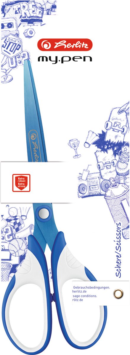 Herlitz my.pen Rechte knip Blauw, Wit