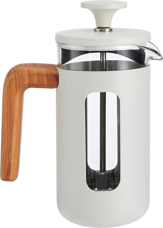 La Cafetière Pisa Cafetière 8 tasses/1 L, verre borosilicate résistant à la chaleur et acier inoxydable avec piston facile à saisir, grande cafetière à piston pour thé en vrac et café moulu