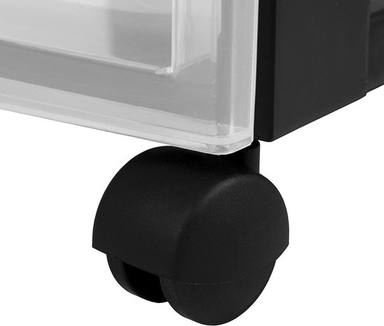 Iris Ohyama, Toren, Ladekast, Kunststof opbergorganizer met ergonomisch handvat, 10L, 3 laden, met wielen, BPA-vrij, Kantoor, Slaapkamer, Woonkamer, NSC-203, zwart
