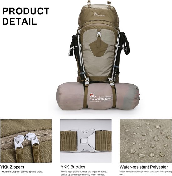 Sac à dos de randonnée 60 litres, sac à dos de trekking pour femmes et hommes